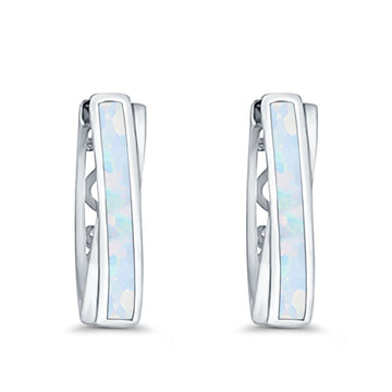 Twist Filigree Hoops Earrings Lab Created White Opal 925 Sterling Silver